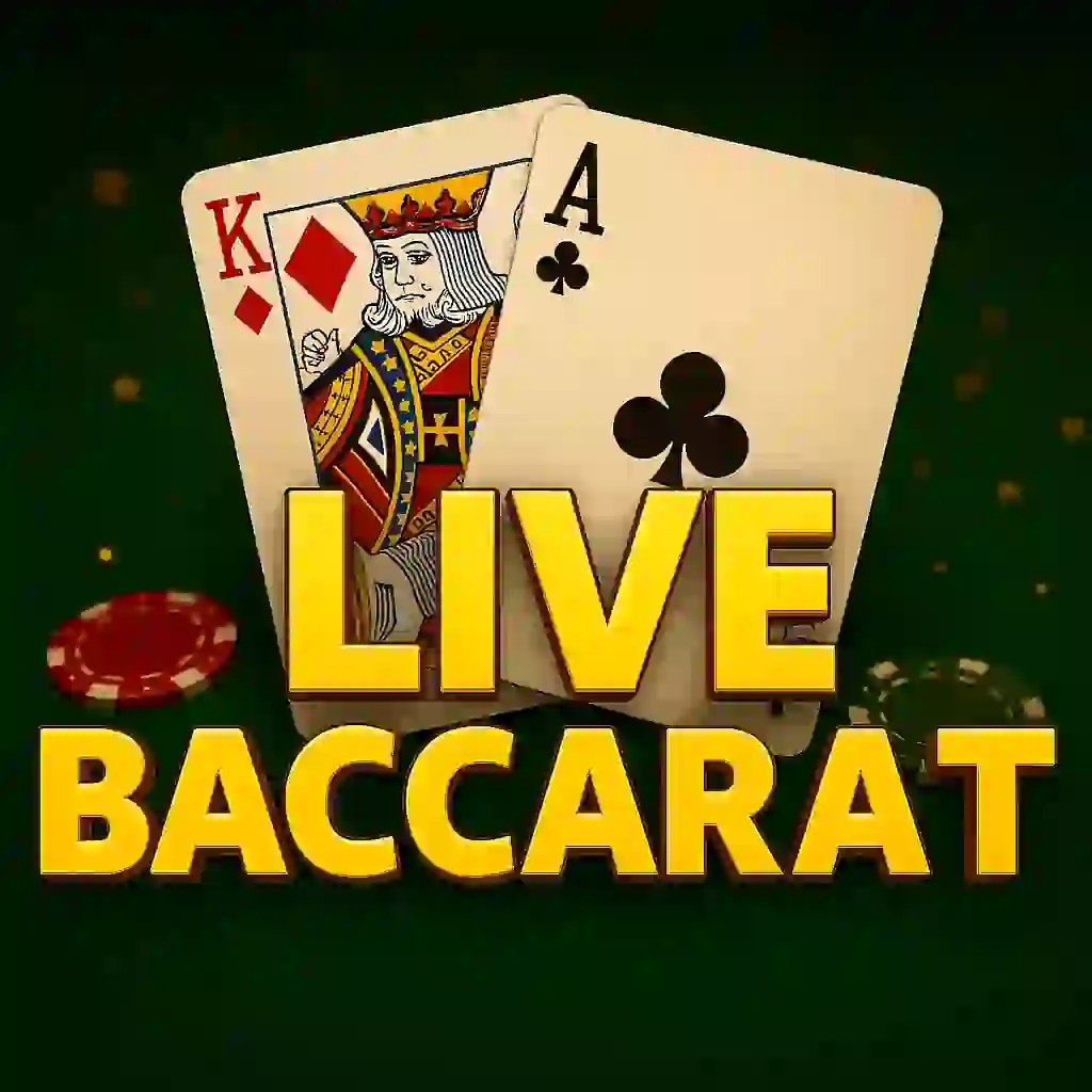 Live Baccarat online game logo by Evolution on bigwincasino-fi.com